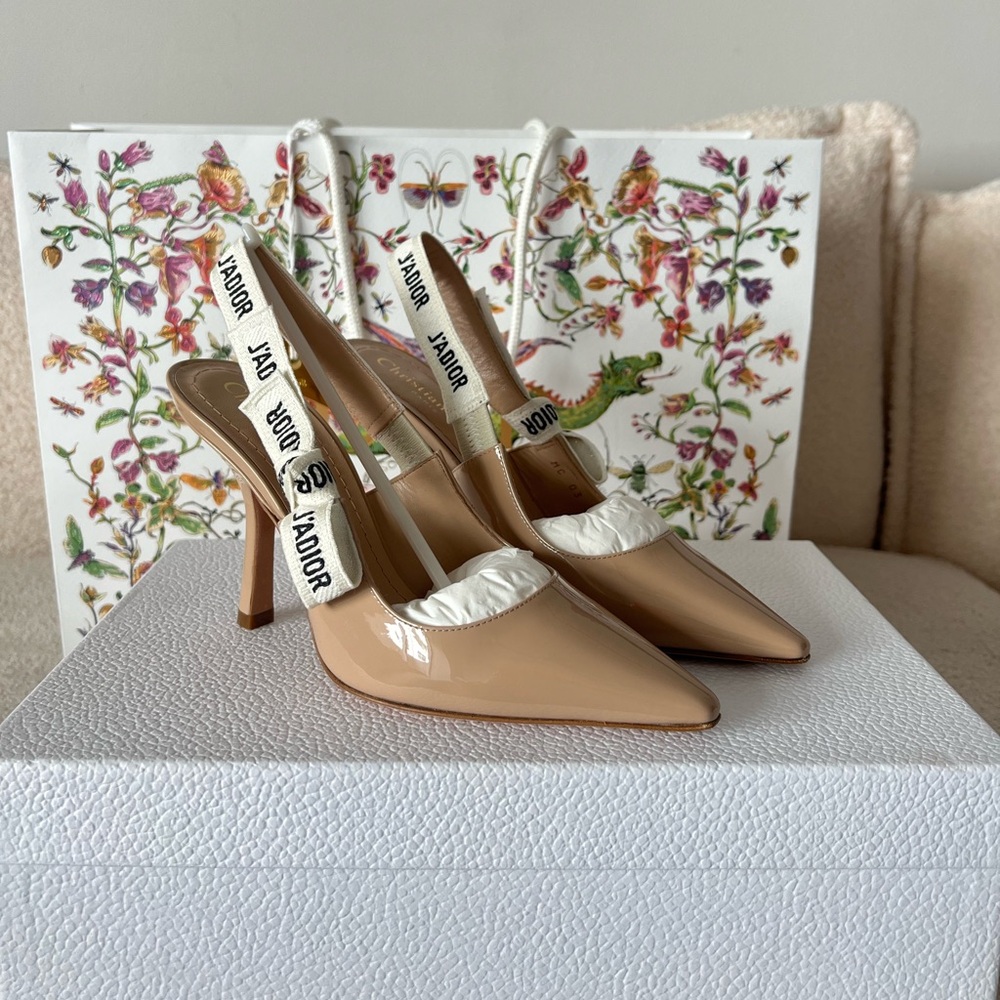 Dior Slingback Tan Heels/Pumps